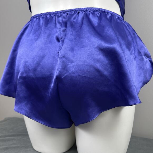 Vintage Delicates Purple Satin Lingerie Set M Medium 2 Piece Crop Cami Tap Short - Picture 8 of 11